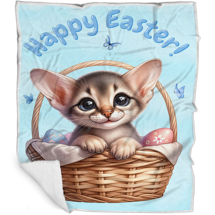 Easter Egg Hunt Oriental Shorthair Cat Happy Easter Holiday Blanket EGHNTBLK037