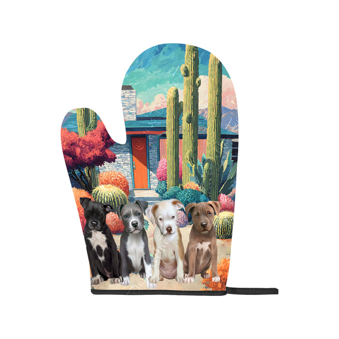“Hot Paws & Prickly Pals” – Arizona Pit Bull Cactus Oven Mitts + Pot Holder Set: Kitchen Gloves for Cooking with Potholders, Custom, Personalized, Dog Lovers Gift