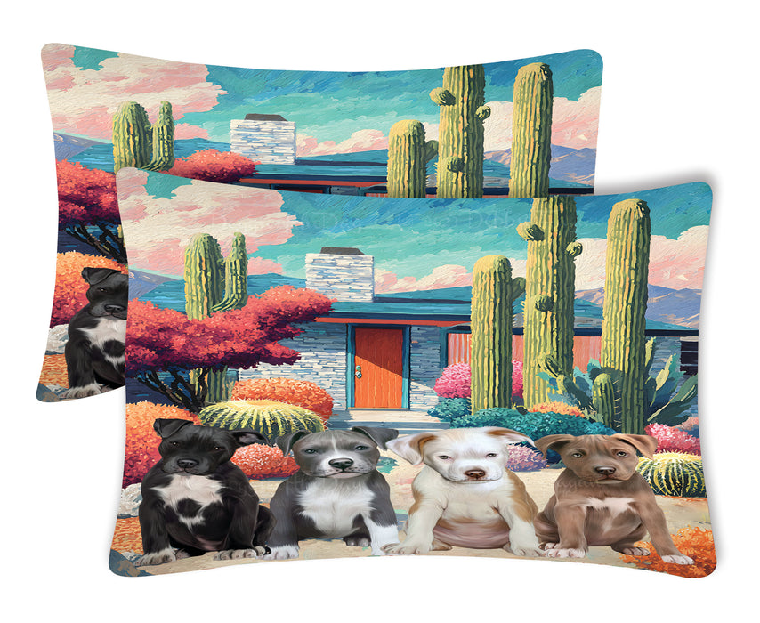 “Paws & Prickles” – Arizona Pit Bull Dogs Cactus Pillow Cases