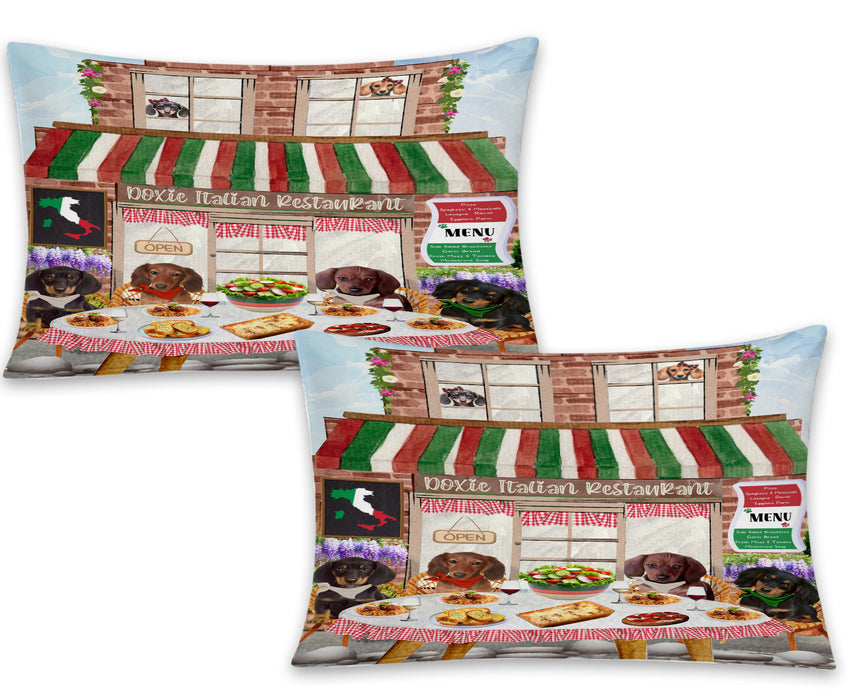 Doxie Italian Restaurant Dachshund Dogs 2 Pillow Cases