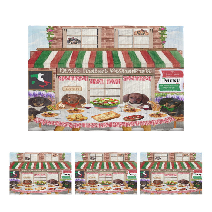 Doxie Italian Restaurant Dachshund Dogs Placemat - Winter Furry Friends