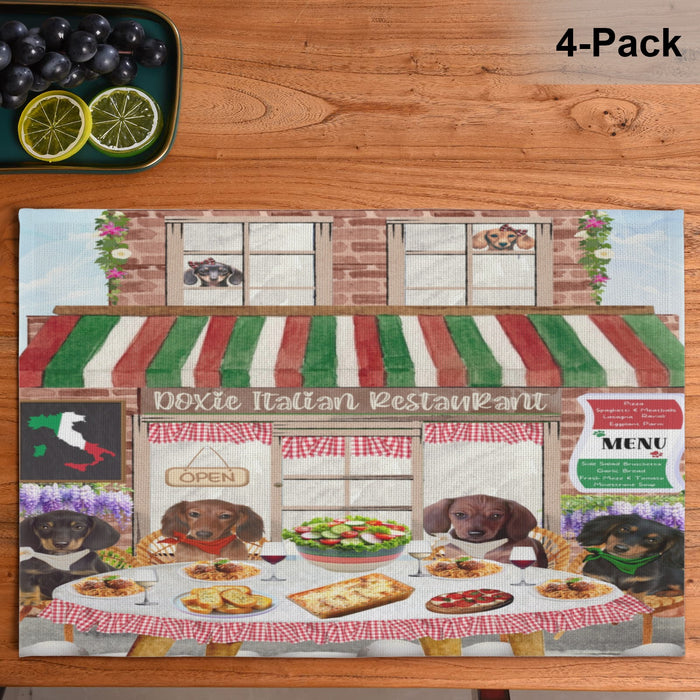 Doxie Italian Restaurant Dachshund Dogs Placemat - Winter Furry Friends