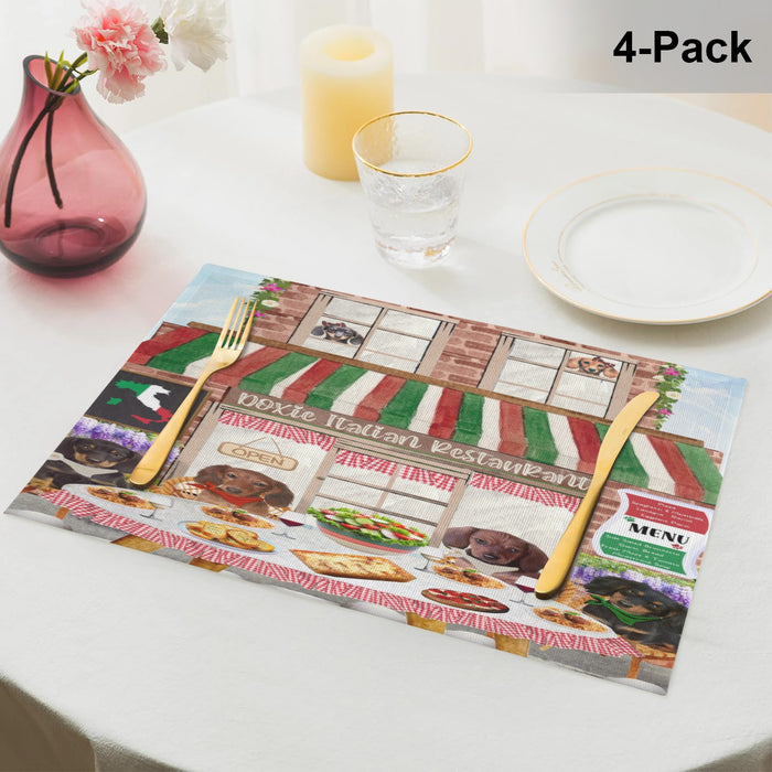 Doxie Italian Restaurant Dachshund Dogs Placemat - Winter Furry Friends