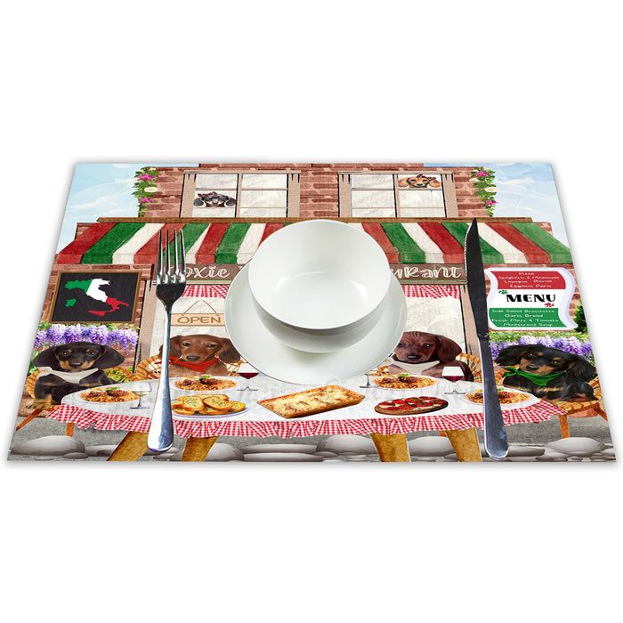 Doxie Italian Restaurant Dachshund Dogs Placemat - Winter Furry Friends