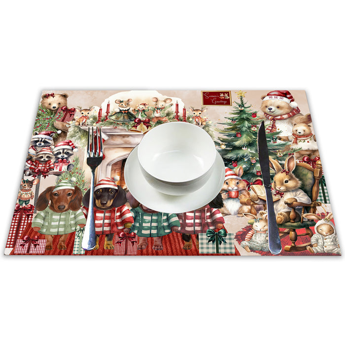 Dachshund Dogs Placemat - Winter Furry Friends