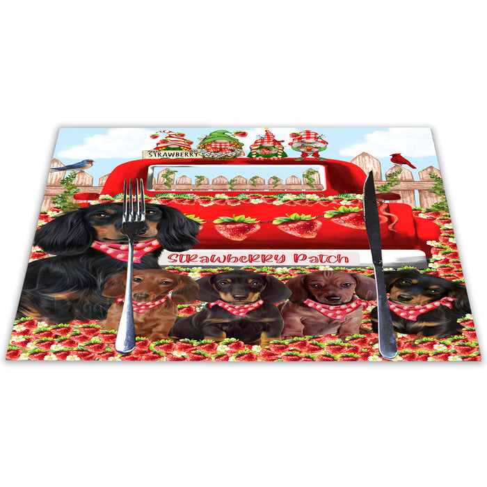 Strawberry Patch with Gnomes Dachshund Dogs Placemat