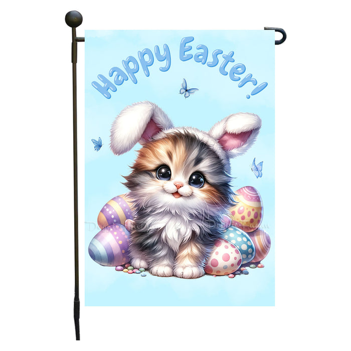 Easter Persian Cat Garden Flag, Cute Happy Easter, Egg Hunt Basket, Personalized Double Sided Flag Yard Outdoor Decoration, EGHNT00041