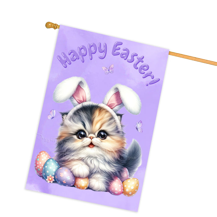 Happy Easter Persian Cat, Egg Hunt House Flags for Home Decorations - Double Sided Yard Lawn Easter Festival Decorative Gift - Holiday Cats Flag Decor 28"w x 40"h, EGHNT00042