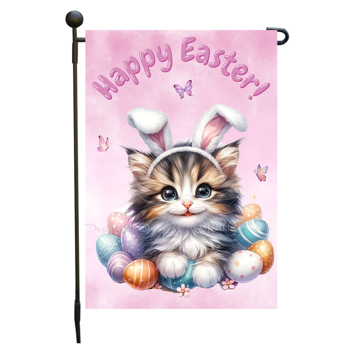 Easter Persian Cat Garden Flag, Cute Happy Easter, Egg Hunt Basket, Personalized Double Sided Flag Yard Outdoor Decoration, EGHNT00043