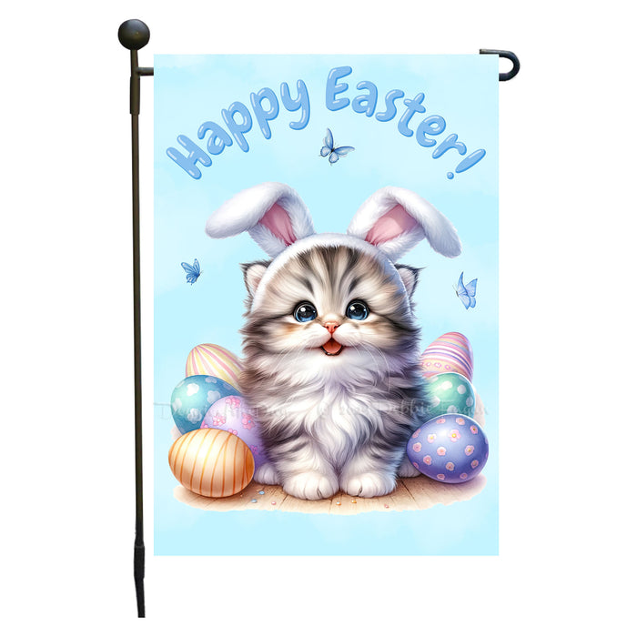 Easter Persian Cat Garden Flag, Cute Happy Easter, Egg Hunt Basket, Personalized Double Sided Flag Yard Outdoor Decoration, EGHNT00044