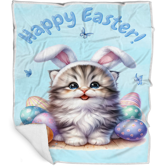 Easter Egg Hunt Persian Cat Happy Easter Holiday Blanket EGHNTBLK044