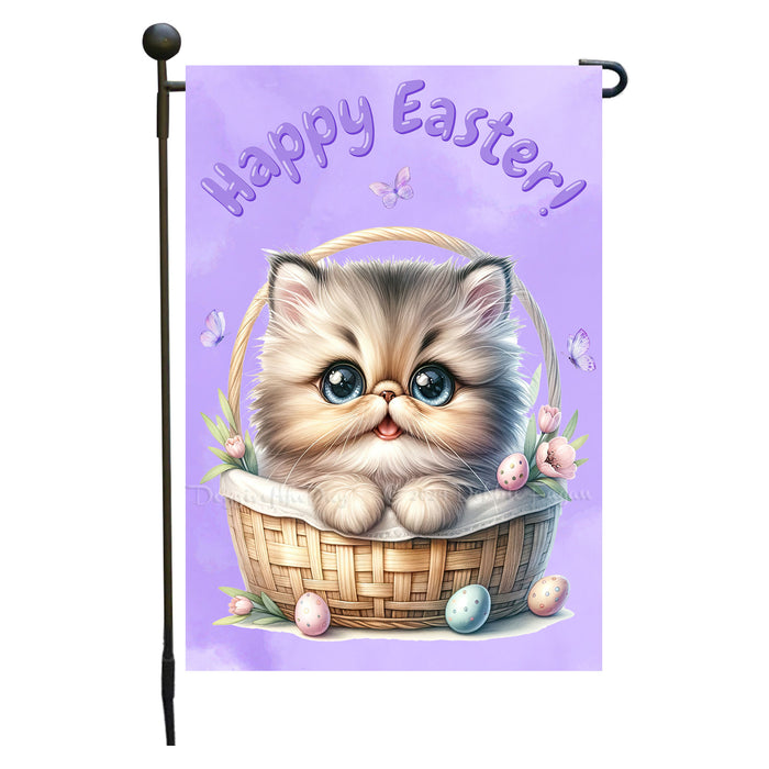 Easter Persian Cat Garden Flag, Cute Happy Easter, Egg Hunt Basket, Personalized Double Sided Flag Yard Outdoor Decoration, EGHNT00045