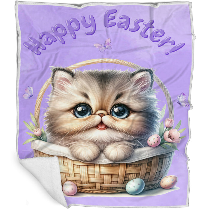 Easter Egg Hunt Persian Cat Happy Easter Holiday Blanket EGHNTBLK045