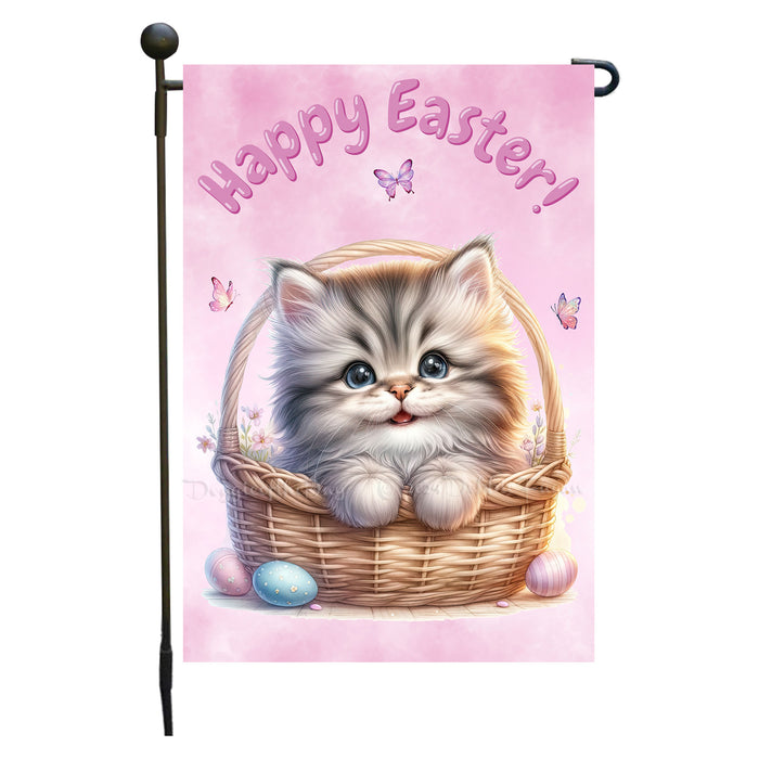 Easter Persian Cat Garden Flag, Cute Happy Easter, Egg Hunt Basket, Personalized Double Sided Flag Yard Outdoor Decoration, EGHNT00046