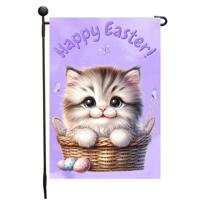 Easter Persian Cat Garden Flag, Cute Happy Easter, Egg Hunt Basket, Personalized Double Sided Flag Yard Outdoor Decoration, EGHNT00047