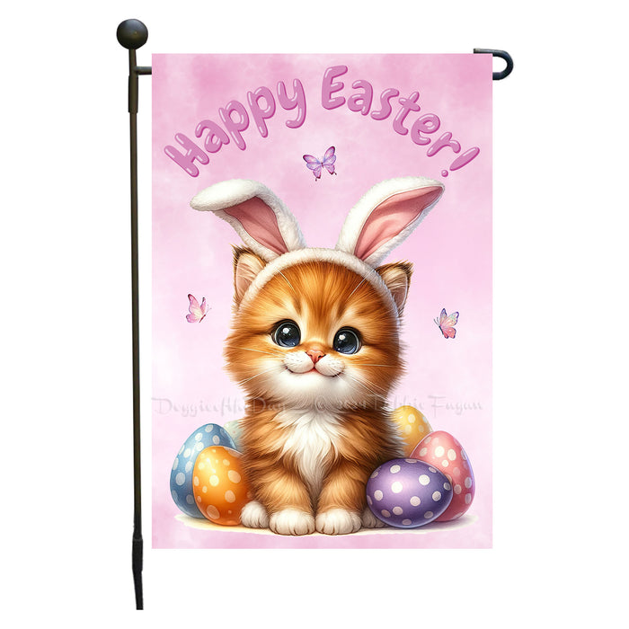 Easter Persian Cat Garden Flag, Cute Happy Easter, Egg Hunt Basket, Personalized Double Sided Flag Yard Outdoor Decoration, EGHNT00038
