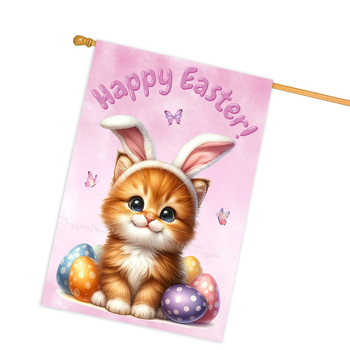 Happy Easter Persian Cat, Egg Hunt House Flags for Home Decorations - Double Sided Yard Lawn Easter Festival Decorative Gift - Holiday Cats Flag Decor 28"w x 40"h, EGHNT00038