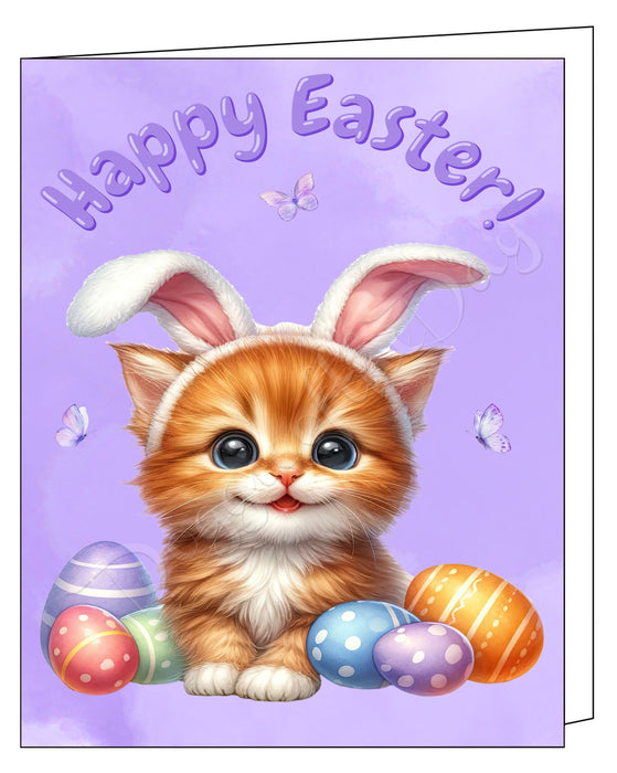 Happy Easter Persian Cat Greeting Cards, Spring Holiday Notecards Blank Inside Envelopes Included, Unique Easter Egg Cards for Cat Lovers