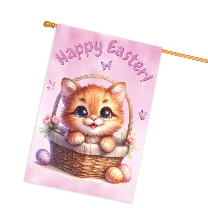 Happy Easter Persian Cat, Egg Hunt House Flags for Home Decorations - Double Sided Yard Lawn Easter Festival Decorative Gift - Holiday Cats Flag Decor 28"w x 40"h, EGHNT00040