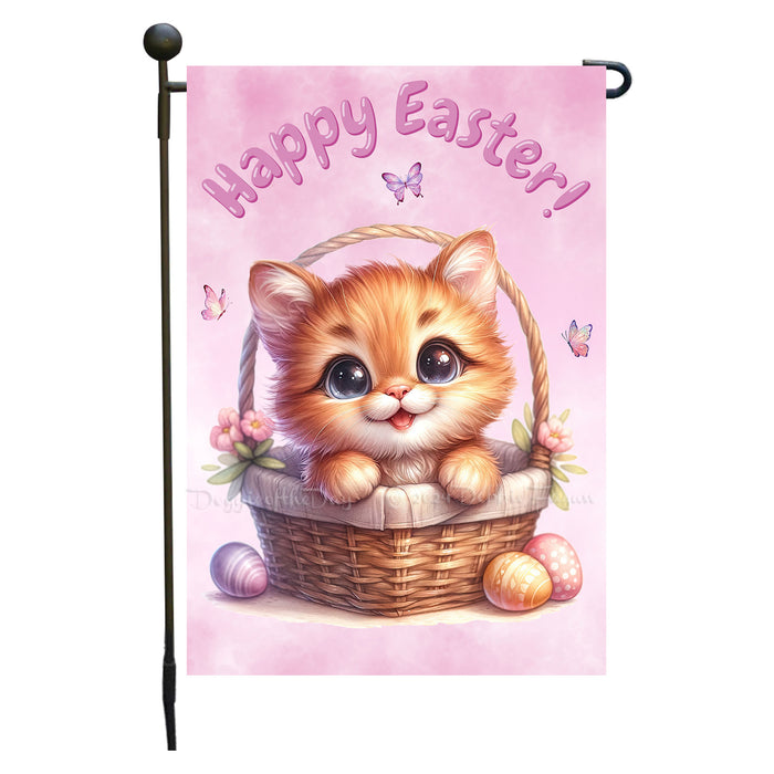 Easter Persian Cat Garden Flag, Cute Happy Easter, Egg Hunt Basket, Personalized Double Sided Flag Yard Outdoor Decoration, EGHNT00040