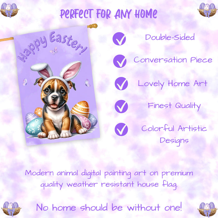 PitBull Easter House Flag Puppy Yard Decor Gift for Dog Lovers 28x40 Inch Double-Sided