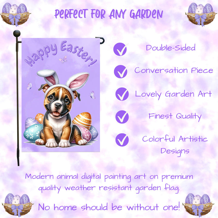 Pit Bull Dog Spring Easter Garden Flag Puppy Eggs Outdoor Yard Porch Décor 12x18 Inch Single Side and Double Sided