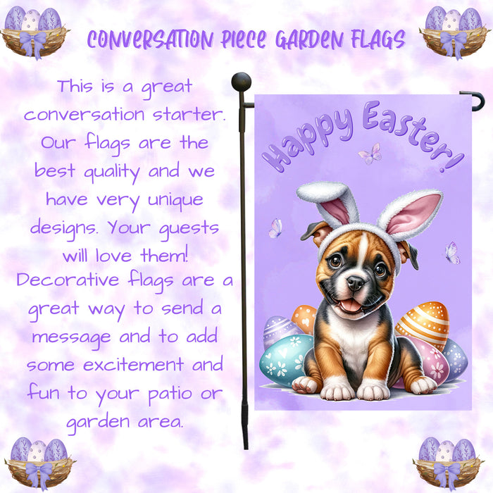 Pit Bull Dog Spring Easter Garden Flag Puppy Eggs Outdoor Yard Porch Décor 12x18 Inch Single Side and Double Sided