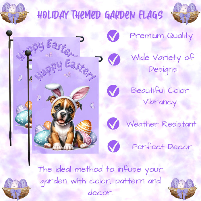 Pit Bull Dog Spring Easter Garden Flag Puppy Eggs Outdoor Yard Porch Décor 12x18 Inch Single Side and Double Sided