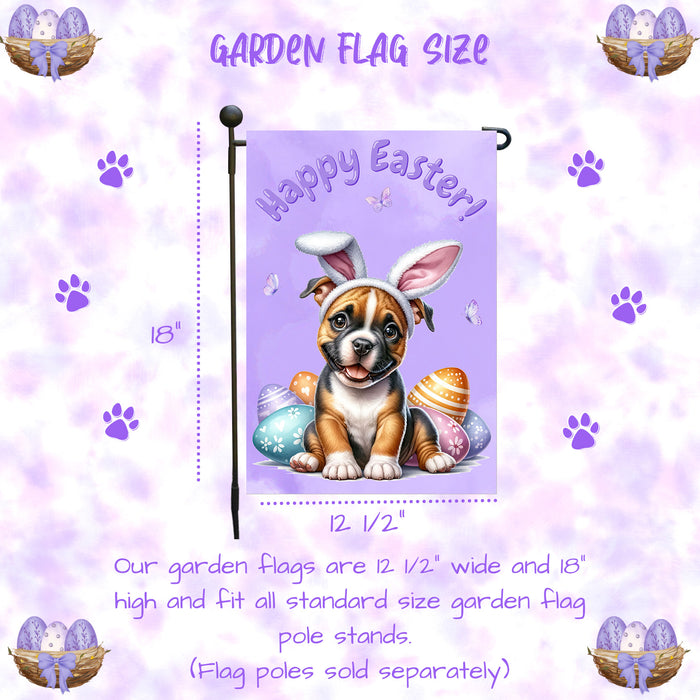Pit Bull Dog Spring Easter Garden Flag Puppy Eggs Outdoor Yard Porch Décor 12x18 Inch Single Side and Double Sided