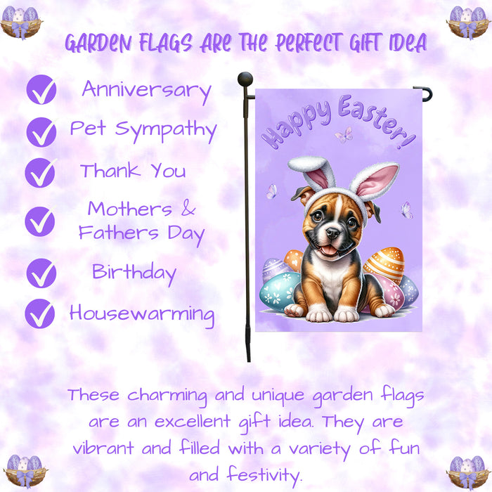 Pit Bull Dog Spring Easter Garden Flag Puppy Eggs Outdoor Yard Porch Décor 12x18 Inch Single Side and Double Sided