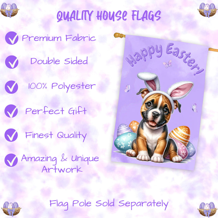 PitBull Easter House Flag Puppy Yard Decor Gift for Dog Lovers 28x40 Inch Double-Sided