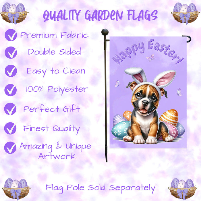 Pit Bull Dog Spring Easter Garden Flag Puppy Eggs Outdoor Yard Porch Décor 12x18 Inch Single Side and Double Sided