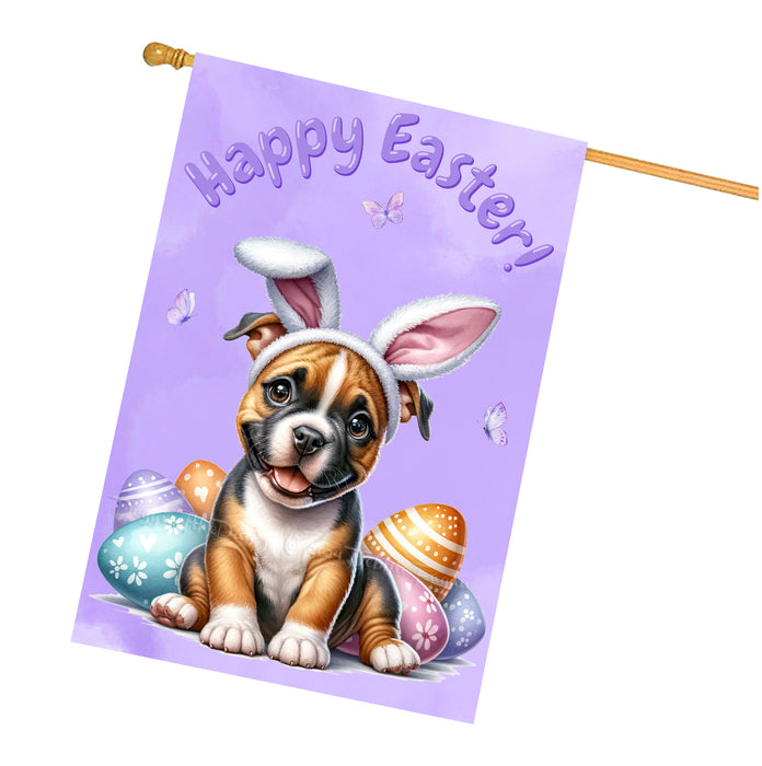 PitBull Easter House Flag Puppy Yard Decor Gift for Dog Lovers 28x40 Inch Double-Sided
