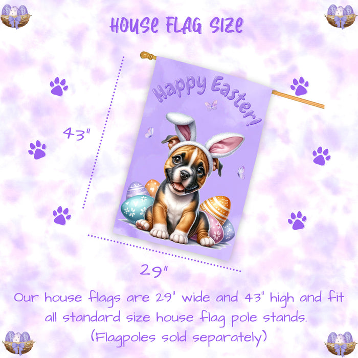 PitBull Easter House Flag Puppy Yard Decor Gift for Dog Lovers 28x40 Inch Double-Sided