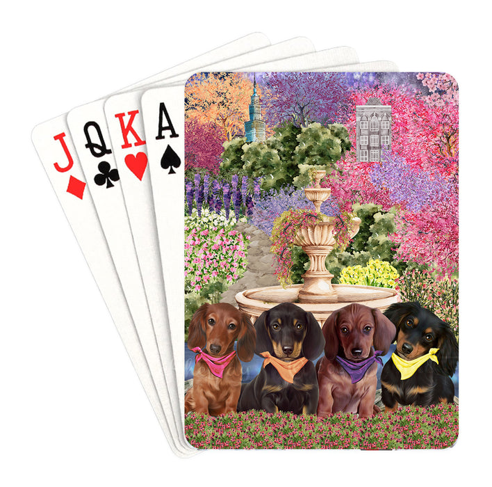 Floral Park Dachshund Dog on Playing Card Decks