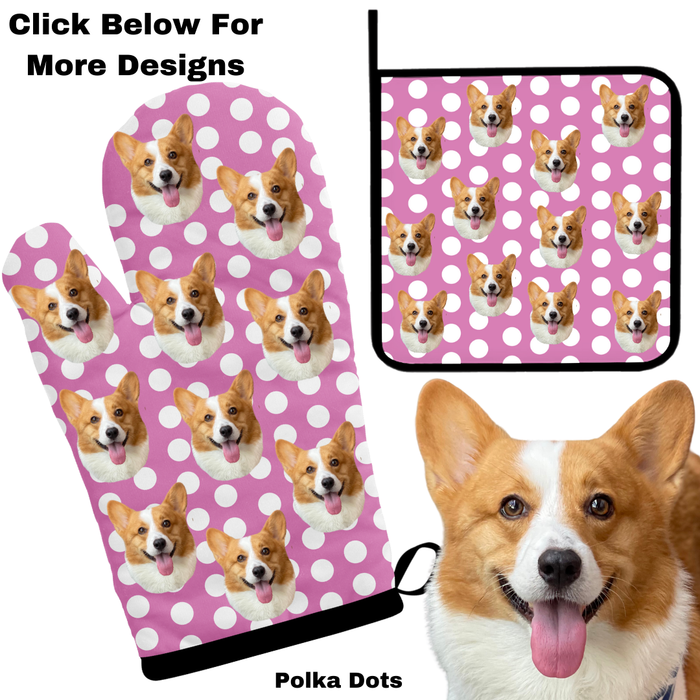 Customized Oven Mitts, Cute Dog and Cat Photo on Custom Pot Holders, Personalized Kitchen Accessory Gift for Pet Lovers, Add Your Own Photo