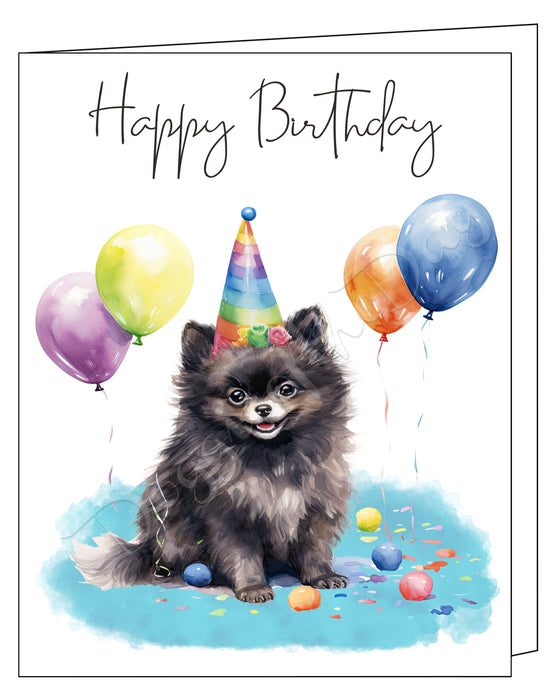 Happy Birthday Greeting Cards Pomeranian - Cute Note Cards for Dog Lovers - Blank Inside Envelope Included, GCHB00228