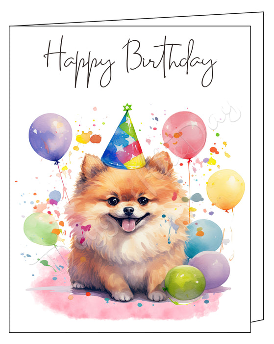 Happy Birthday Greeting Cards Pomeranian - Cute Note Cards for Dog Lovers - Blank Inside Envelope Included, GCHB00229