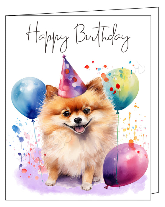 Happy Birthday Greeting Cards Pomeranian - Cute Note Cards for Dog Lovers - Blank Inside Envelope Included, GCHB00230