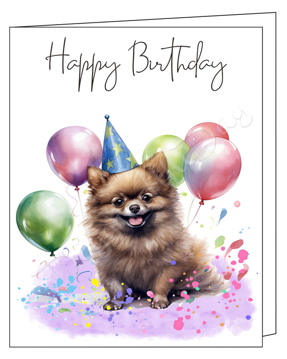 Happy Birthday Greeting Cards Pomeranian - Cute Note Cards for Dog Lovers - Blank Inside Envelope Included, GCHB00231
