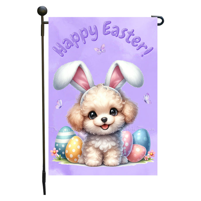 Poodle Dog Farmhouse Easter Garden Flag Puppy Eggs Porch Yard Outdoor Décor 12x18 Inch Single Side and Double Sided