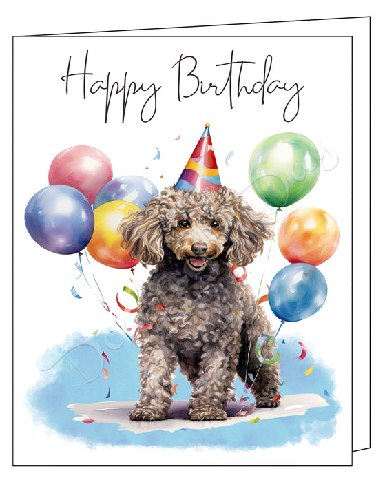 Happy Birthday Greeting Cards Poodle - Cute Note Cards for Dog Lovers - Blank Inside Envelope Included, GCHB00232