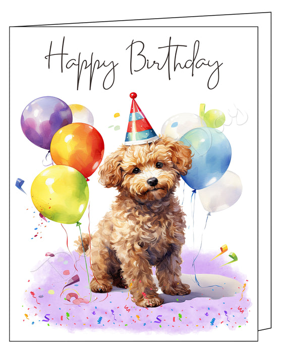 Happy Birthday Greeting Cards Poodle - Cute Note Cards for Dog Lovers - Blank Inside Envelope Included, GCHB00233