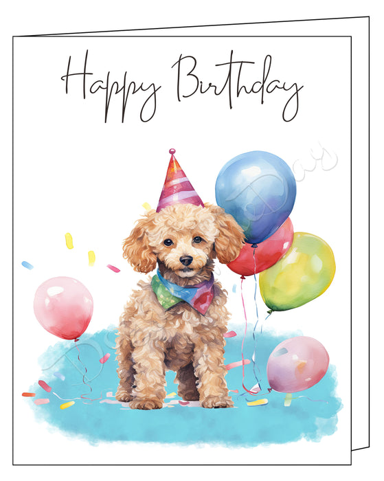 Happy Birthday Greeting Cards Poodle - Cute Note Cards for Dog Lovers - Blank Inside Envelope Included, GCHB00234