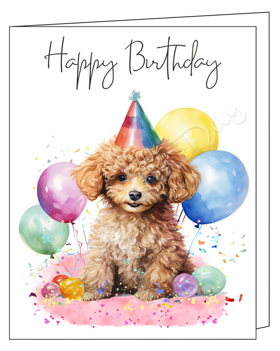 Happy Birthday Greeting Cards Poodle - Cute Note Cards for Dog Lovers - Blank Inside Envelope Included, GCHB00235