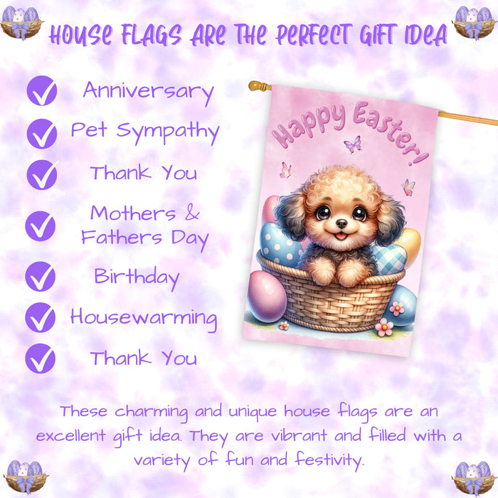Poodle Spring Easter Puppy House Flag Home Outdoor Decorative Dog Flag Gifts 28x40 Inch Double-Sided