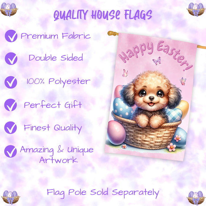 Poodle Spring Easter Puppy House Flag Home Outdoor Decorative Dog Flag Gifts 28x40 Inch Double-Sided