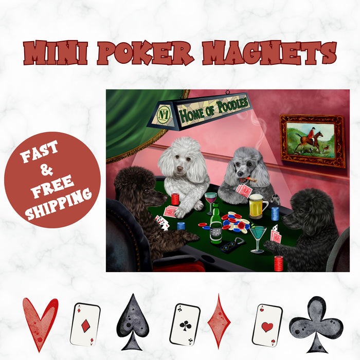Home Of Poodles 4 Dogs Playing Poker Magnet Mini (3.5" x 2")