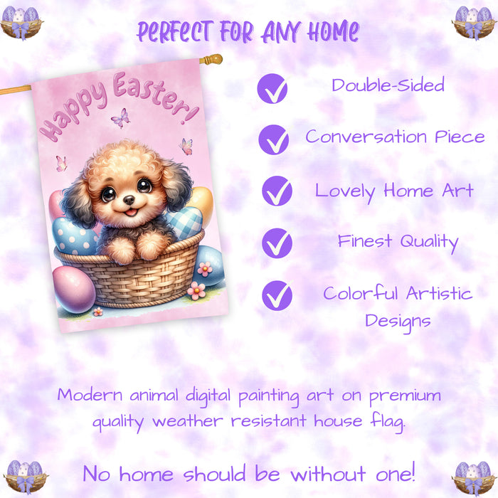 Poodle Spring Easter Puppy House Flag Home Outdoor Decorative Dog Flag Gifts 28x40 Inch Double-Sided