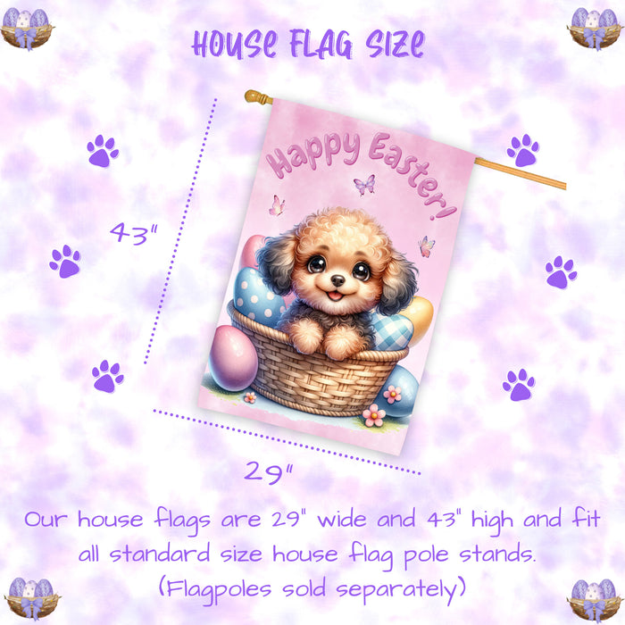 Poodle Spring Easter Puppy House Flag Home Outdoor Decorative Dog Flag Gifts 28x40 Inch Double-Sided